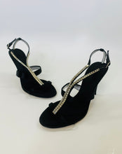Load image into Gallery viewer, Giuseppe Zanotti Black Crystal Taz 90 Sandal Size 37