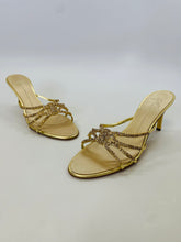 Load image into Gallery viewer, Giuseppe Zanotti Gold Crystal Sandal Size 39