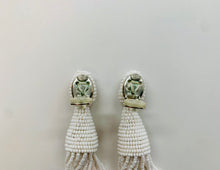 Load image into Gallery viewer, Oscar de la Renta Long Beaded Tassel Clip Earrings