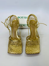 Load image into Gallery viewer, Bottega Veneta Gold Lace Up Sandal Size 39