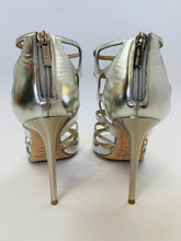 Load image into Gallery viewer, Jimmy Choo Silver Ren 100 Sandals Size 37 1/2