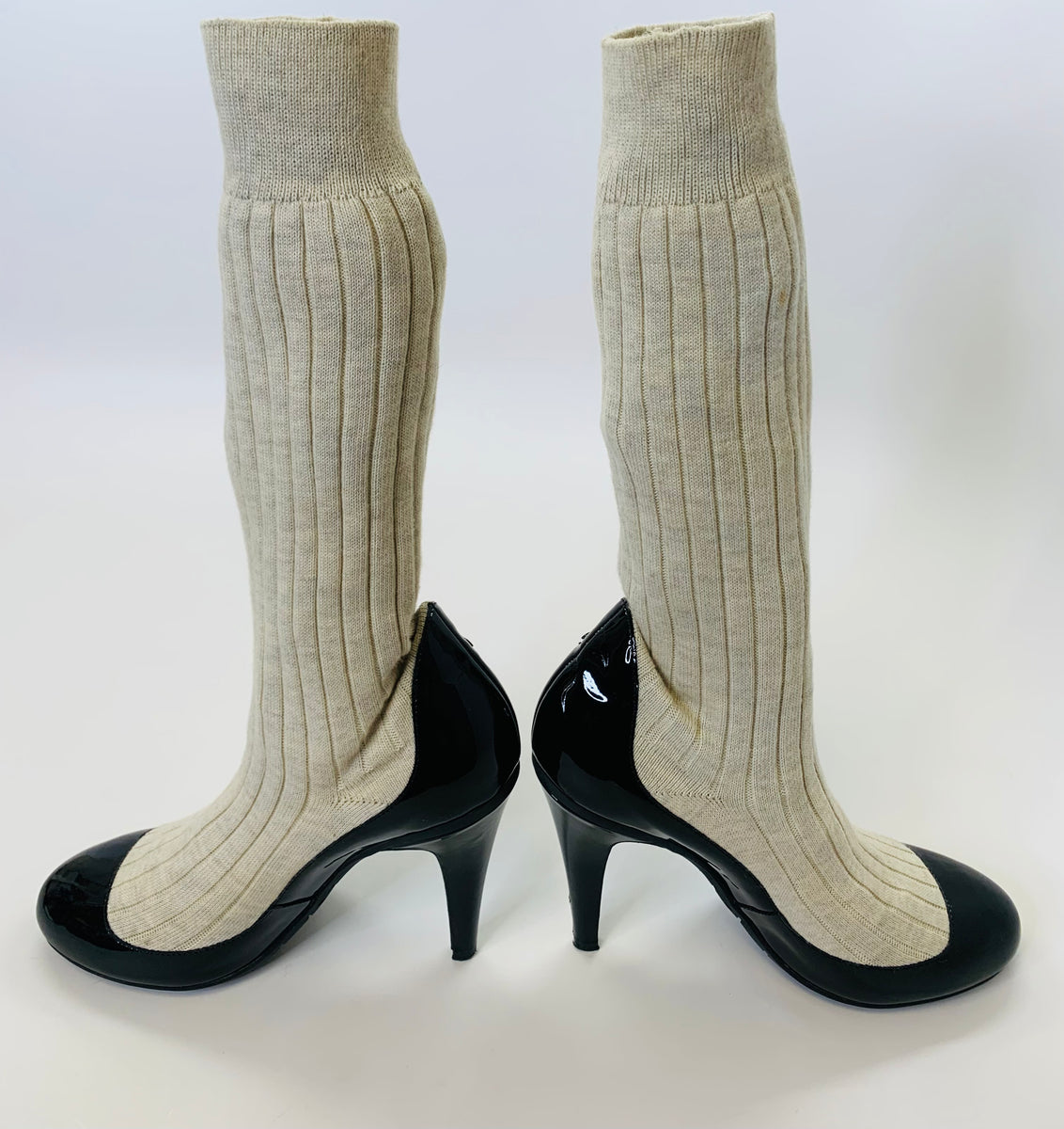 CHANEL Black and Beige High Boots Size 37 1/2 – JDEX Styles
