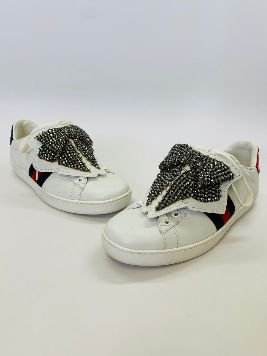 Gucci Ace Crystal Bow Sneakers Size 36 1/2 – JDEX Styles - Main Image