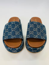 Load image into Gallery viewer, Gucci Denim GG Slide Sandals Size 38 1/2