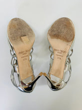 Load image into Gallery viewer, Jimmy Choo Silver Ren 100 Sandals Size 37 1/2