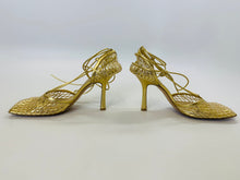 Load image into Gallery viewer, Bottega Veneta Gold Lace Up Sandal Size 39