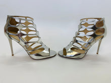 Load image into Gallery viewer, Jimmy Choo Silver Ren 100 Sandals Size 37 1/2