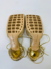 Load image into Gallery viewer, Bottega Veneta Gold Lace Up Sandal Size 39