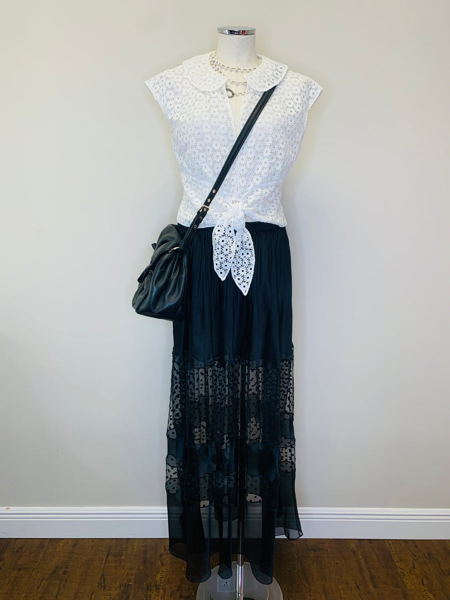 CHANEL Indigo Denim Long Maxi Skirt Size 36XS Rank B Free