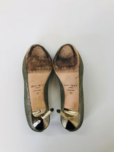 Load image into Gallery viewer, Jimmy Choo Gold Peep Toe Pumps Size 38