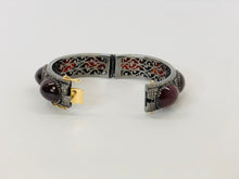 Load image into Gallery viewer, Rainey Elizabeth Wide Pave Diamond and Garnet Bangle Bracelet