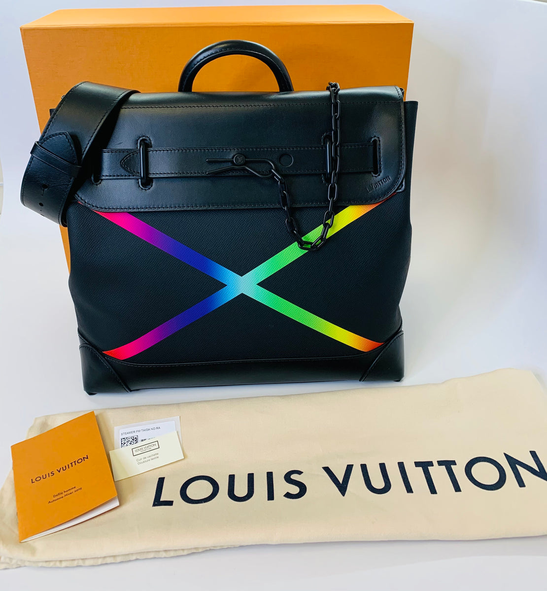 Louis Vuitton Black Leather Taiga Rainbow Steamer PM Limited For Sale at  1stDibs