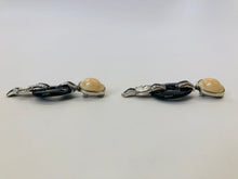 Load image into Gallery viewer, Oscar de la Renta Crystal, Pearl and Black Resin Clip Earrings