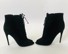 Load image into Gallery viewer, Tom Ford Black Suede Peep Toe Booties size 39 1/2