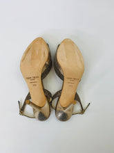 Load image into Gallery viewer, Jimmy Choo Glitter Peep Toe Platform Slingbacks Size 36 1/2