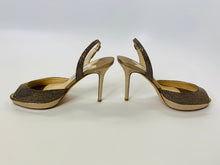 Load image into Gallery viewer, Jimmy Choo Glitter Peep Toe Platform Slingbacks Size 36 1/2