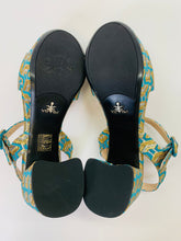 Load image into Gallery viewer, Prada Turquoise and Gold Metallic Sandals Size 38 1/2