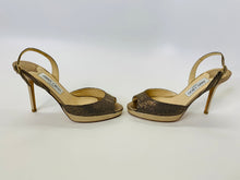 Load image into Gallery viewer, Jimmy Choo Glitter Peep Toe Platform Slingbacks Size 36 1/2
