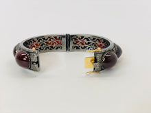 Load image into Gallery viewer, Rainey Elizabeth Wide Pave Diamond and Garnet Bangle Bracelet