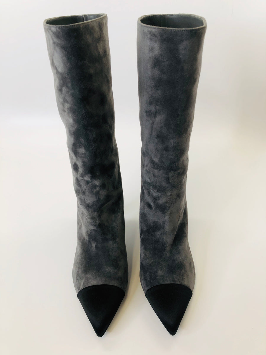 CHANEL Gabrielle Suede and Satin Boots Size 40