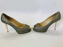 Load image into Gallery viewer, Jimmy Choo Gold Peep Toe Pumps Size 38