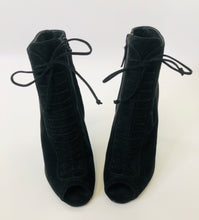 Load image into Gallery viewer, Tom Ford Black Suede Peep Toe Booties size 39 1/2