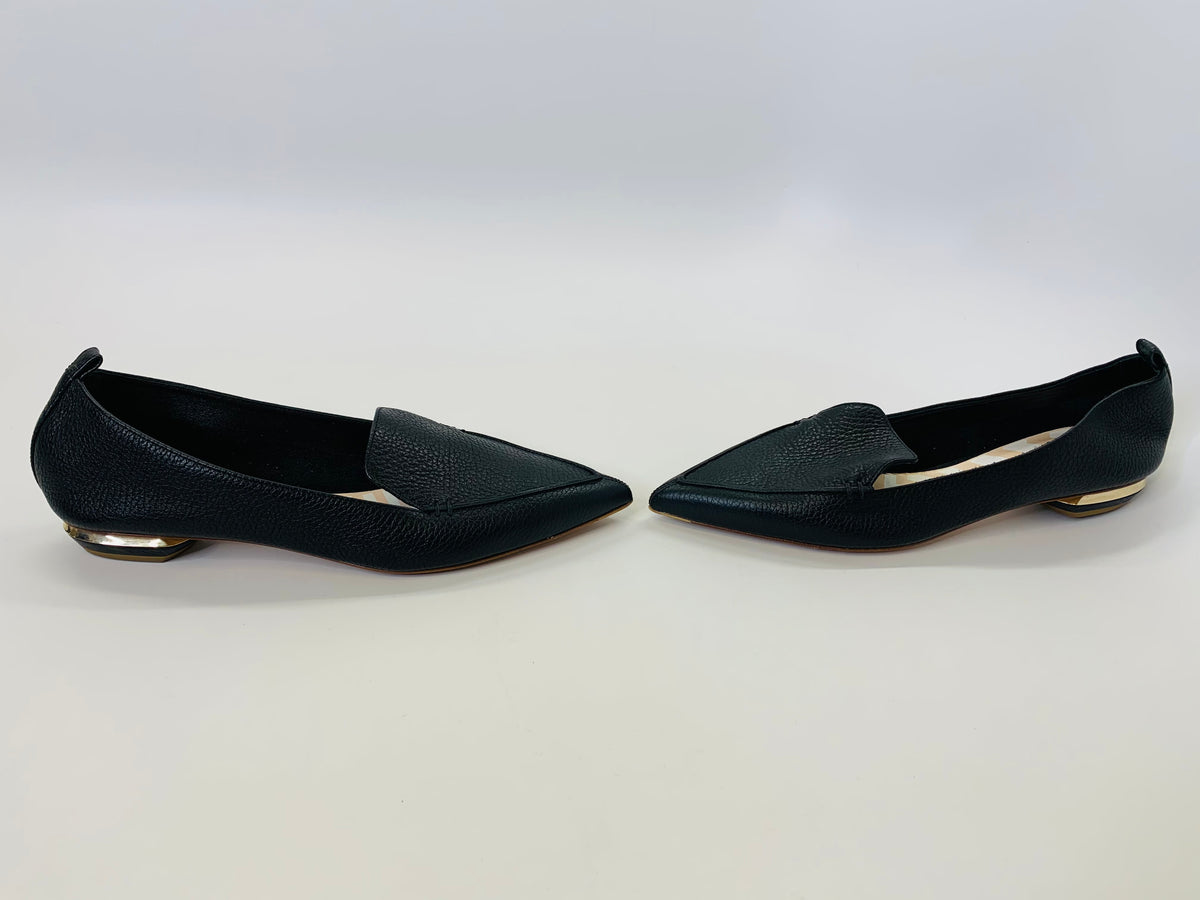 Nicholas Kirkwood White Leather Beya Pointed Toe Ballet Flats Size