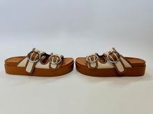 Load image into Gallery viewer, Rag &amp; Bone Ivory and Brown Geo Buckle Platform Slide Sizes 37.5, 38, 39.5 and 40