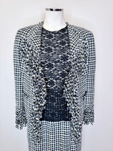 Load image into Gallery viewer, CHANEL Black and Ivory Houndstooth Fringe Finish Jacket Size 38