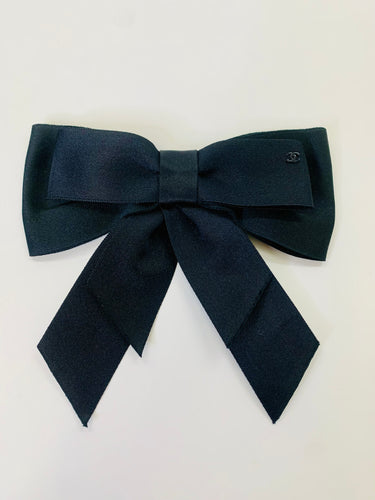 CHANEL Black CC Bow Brooch