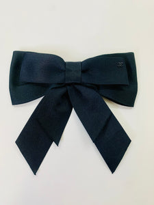 CHANEL Black CC Bow Brooch