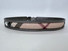 Load image into Gallery viewer, Burberry Grey Metallic and Floral Check Belt Size 36/90