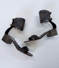 Load image into Gallery viewer, Valentino Garavani Chocolate Leather Hammered Metal Sandals Size 38