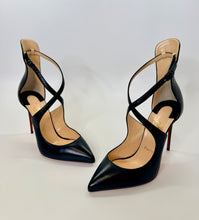 Load image into Gallery viewer, Christian Louboutin Black Leather Marlenarock Cross Strap Pumps Size 39