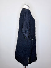 Load image into Gallery viewer, CHANEL Black Fantasy Tweed Dress With Purple And Green Lion CC Buttons Size 40