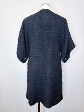 Load image into Gallery viewer, CHANEL Black Fantasy Tweed Dress With Purple And Green Lion CC Buttons Size 40