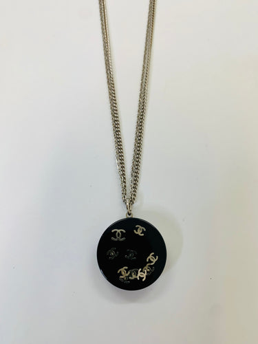 CHANEL Black CC Pendant Necklace