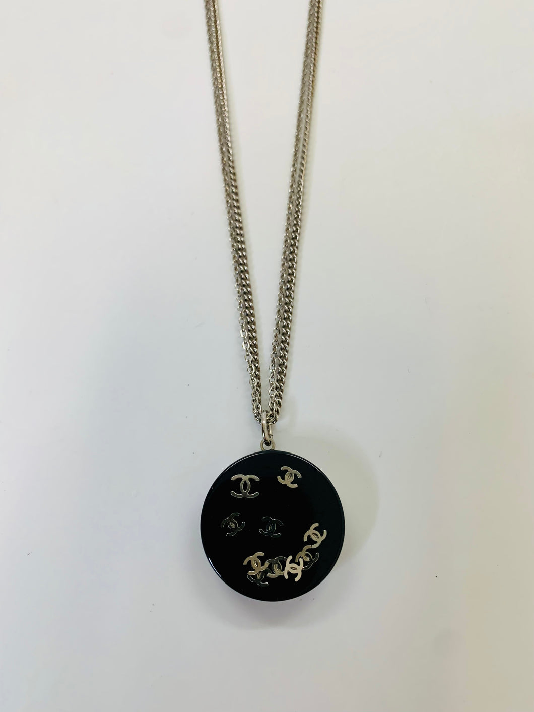CHANEL Black CC Pendant Necklace