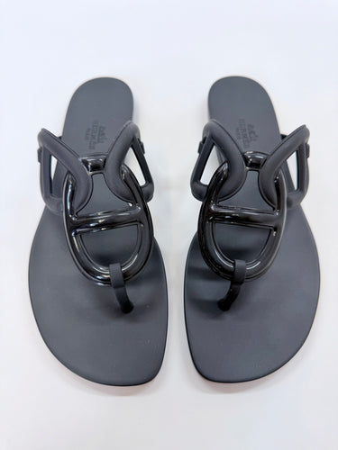 Hermès Noir Egerie Chaine d’ Ancre Sandal Size 39