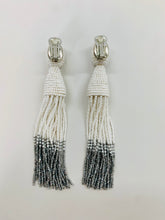 Load image into Gallery viewer, Oscar de la Renta Long Beaded Tassel Clip Earrings