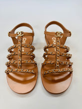 Load image into Gallery viewer, CHANEL Light Brown CC Gladiator Sandals Size 37