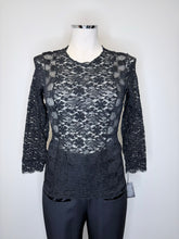 Load image into Gallery viewer, Anna Sui Black Lace Top Size P