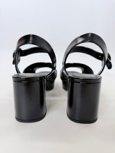 Load image into Gallery viewer, Prada Black Vernice Saffiano Leather Platform Sandals Size 38