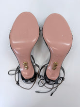 Load image into Gallery viewer, Aquazzura Monaco 105 Antracite Leather and Crystal Sandal Size 38 1/2