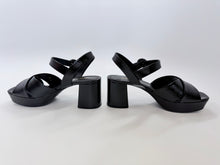 Load image into Gallery viewer, Prada Black Vernice Saffiano Leather Platform Sandals Size 38