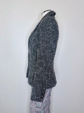 Load image into Gallery viewer, CHANEL 2022 Black, Pink and Silver Tweed Jacket With Lion CC Buttons Size 34