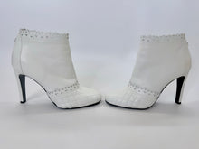 Load image into Gallery viewer, CHANEL White Leather Short CC Boots Size 37 1/2