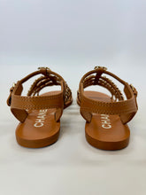 Load image into Gallery viewer, CHANEL Light Brown CC Gladiator Sandals Size 37
