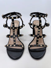 Load image into Gallery viewer, Valentino Garavani Black Block Heel Rockstud Sandal Size 40