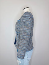 Load image into Gallery viewer, CHANEL Blue and Brown Tweed CC Button Jacket Size 42